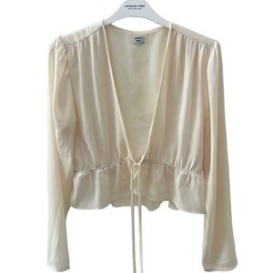 Aritzia Sunday Best Medium Chiffon Tie Front Top